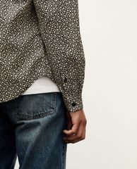 THE KOOPLES - Áo sơ mi nam tay dài cổ bẻ Black Printed