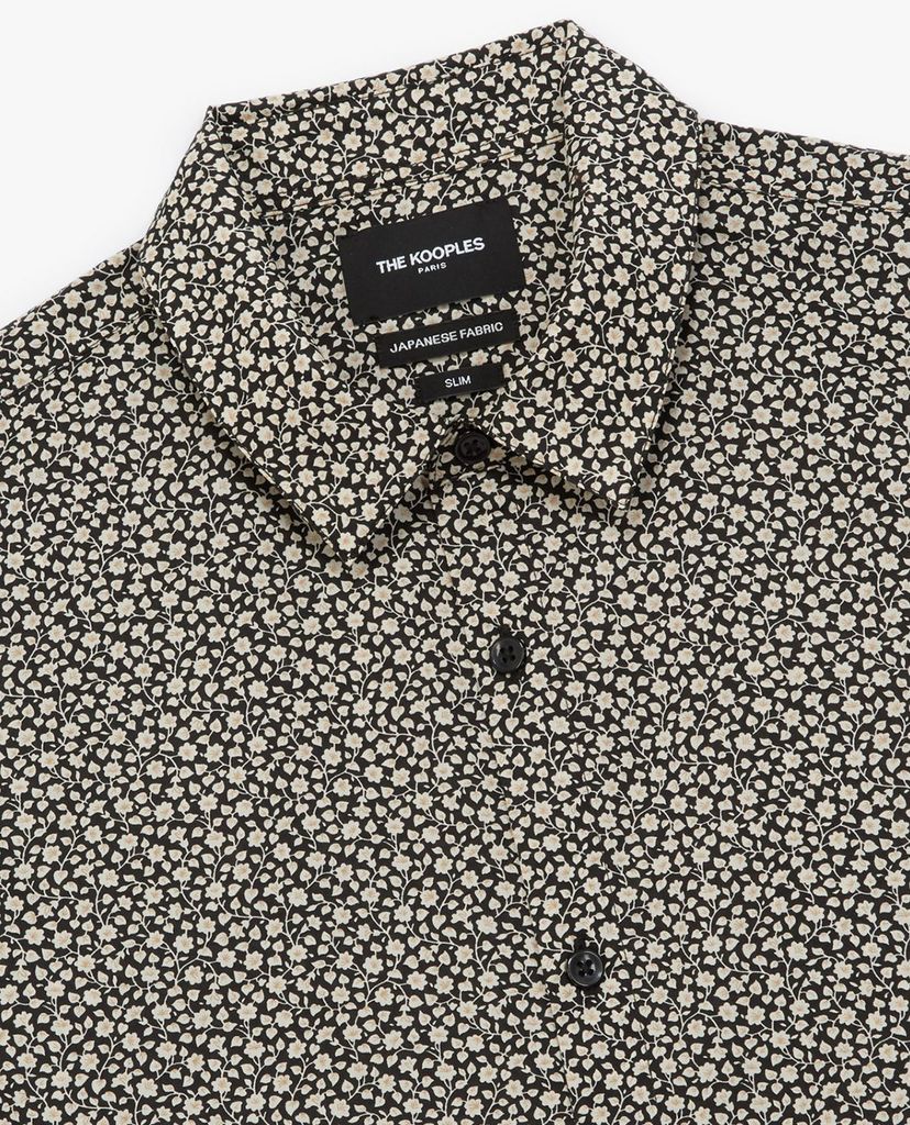 THE KOOPLES - Áo sơ mi nam tay dài cổ bẻ Black Printed