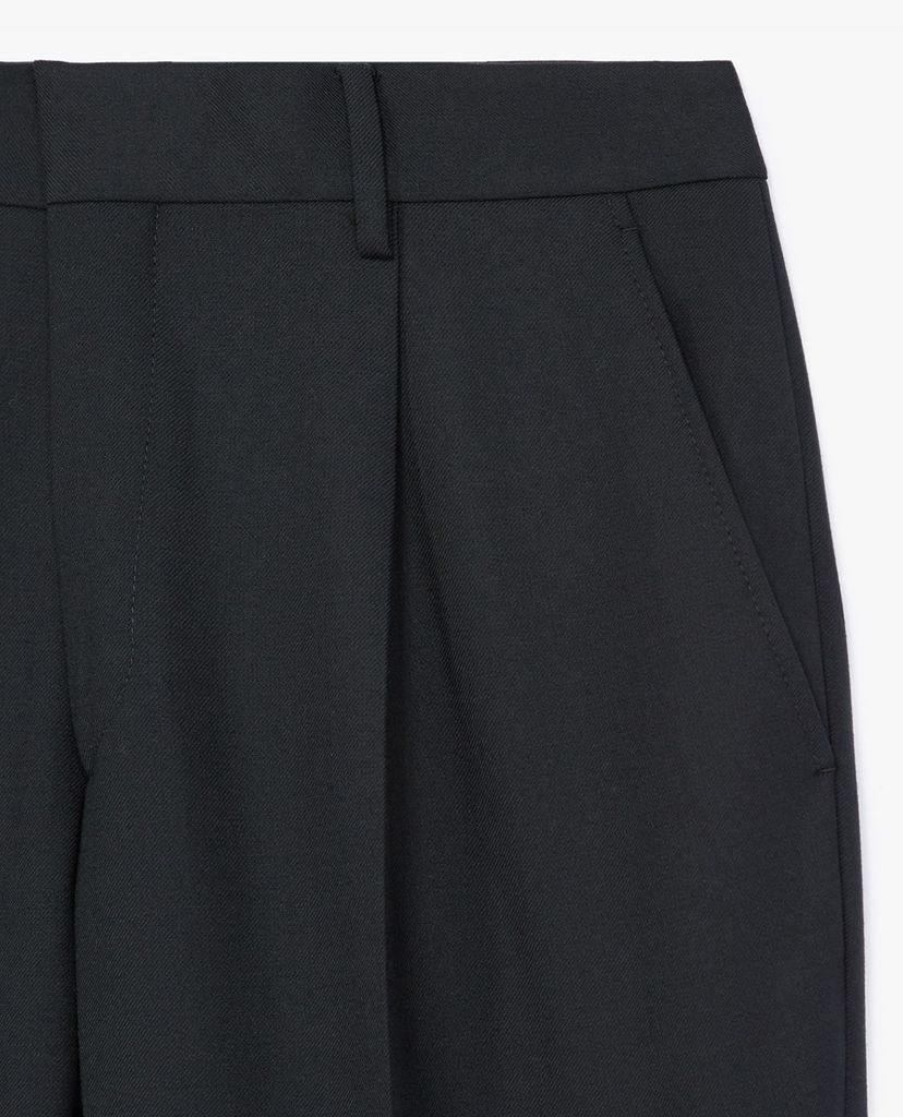THE KOOPLES - Quần tây nam nhấn li Black Wool