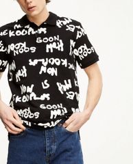 THE KOOPLES - Áo polo nam ngắn tay Black With White Logo All Over
