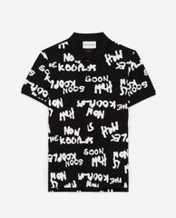 THE KOOPLES - Áo polo nam ngắn tay Black With White Logo All Over