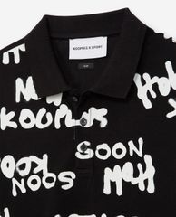 THE KOOPLES - Áo polo nam ngắn tay Black With White Logo All Over