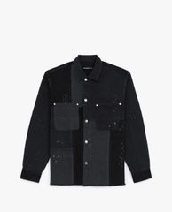 THE KOOPLES - Áo khoác denim nam túi vuông Black Denim