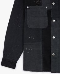 THE KOOPLES - Áo khoác denim nam túi vuông Black Denim
