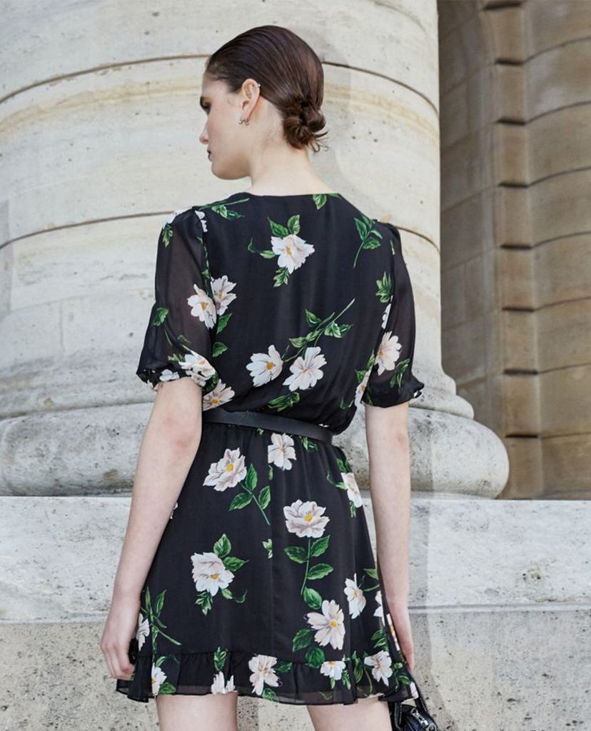 THE KOOPLES - Đầm mini tay ngắn cổ V Floral Print
