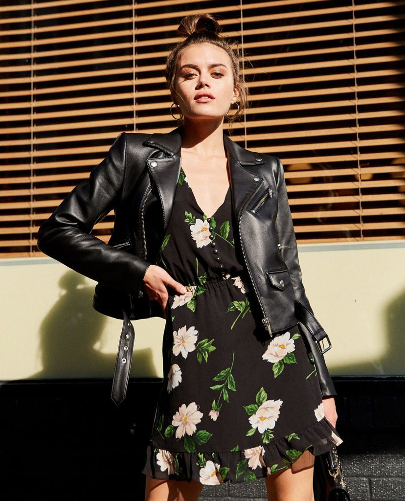 THE KOOPLES - Đầm mini tay ngắn cổ V Floral Print