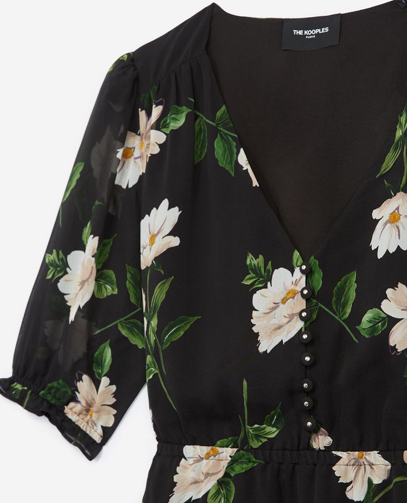 THE KOOPLES - Đầm mini tay ngắn cổ V Floral Print