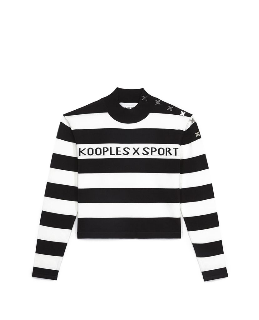 THE KOOPLES - Áo sweater nữ cổ trụ sọc ngang Striped
