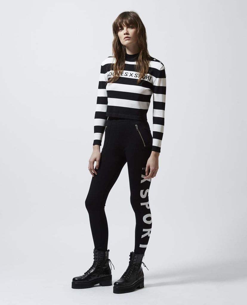 THE KOOPLES - Áo sweater nữ cổ trụ sọc ngang Striped