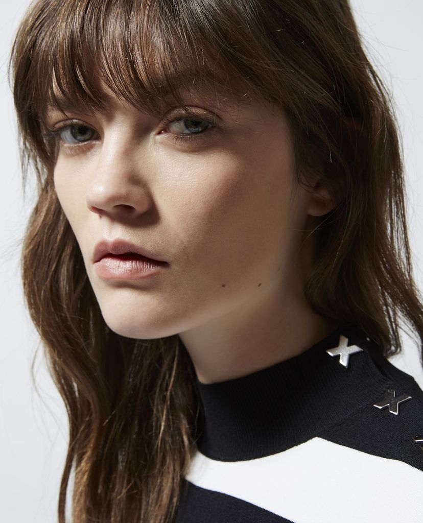 THE KOOPLES - Áo sweater nữ cổ trụ sọc ngang Striped
