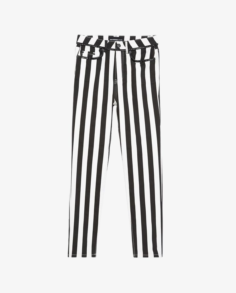 THE KOOPLES - Quần jeans nữ phom ôm Black And White Striped
