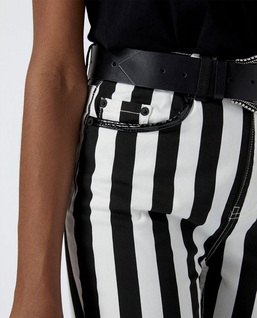 THE KOOPLES - Quần jeans nữ phom ôm Black And White Striped