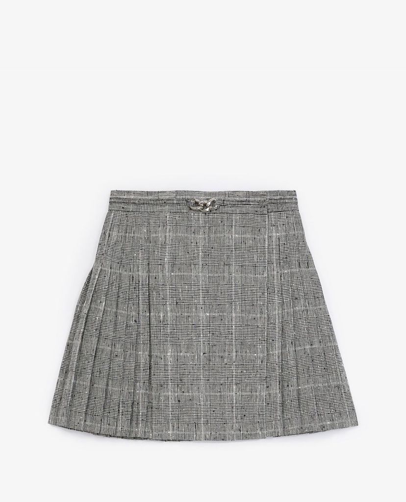 THE KOOPLES - Chân váy mini xếp li Pleated In Grey Wool