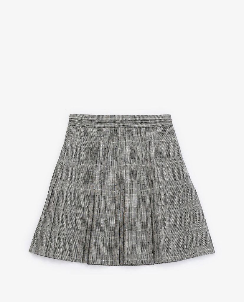 THE KOOPLES - Chân váy mini xếp li Pleated In Grey Wool
