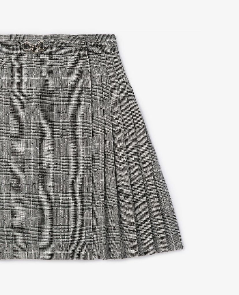THE KOOPLES - Chân váy mini xếp li Pleated In Grey Wool