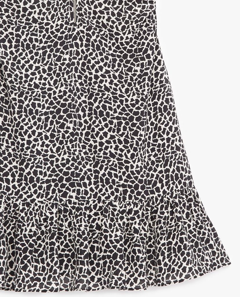 THE KOOPLES - Đầm mini cổ V tay ngắn phối zip Giraffe Print