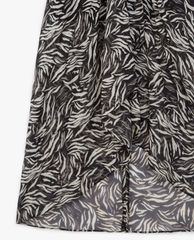 THE KOOPLES - Đầm midi cổ V rút dây Zebra Print