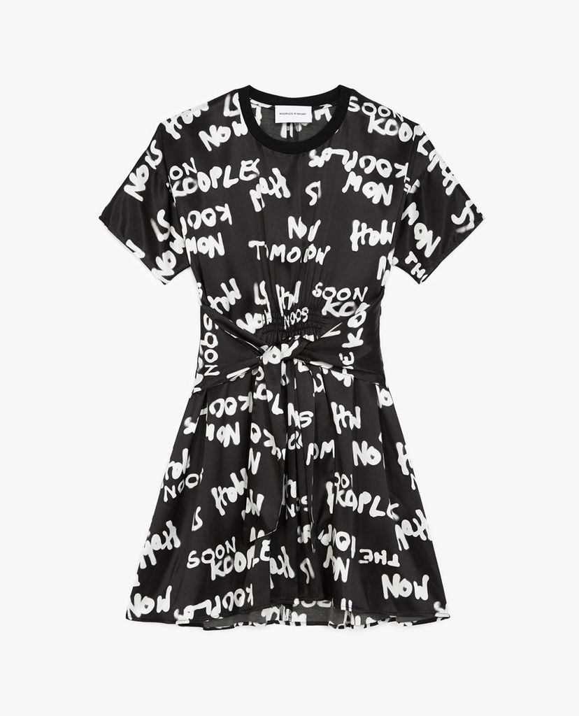 THE KOOPLES - Đầm mini cột eo tay ngắn hiện đại