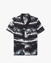 THE KOOPLES - Áo sơ mi nam tay ngắn phom suông Black Regular Fit Printed