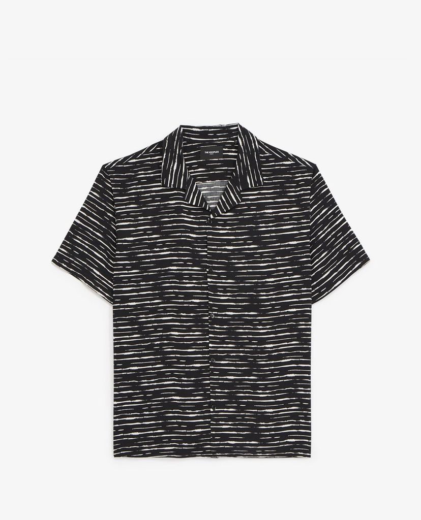 THE KOOPLES - Áo sơ mi nam tay ngắn phom suông Black And White