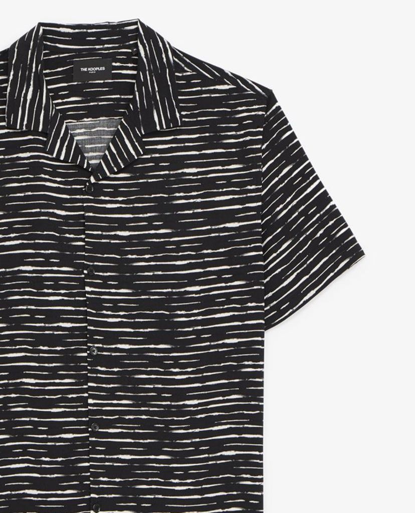 THE KOOPLES - Áo sơ mi nam tay ngắn phom suông Black And White