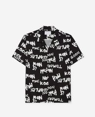 THE KOOPLES - Áo sơ mi nam tay ngắn Flowing Black And White With Logo