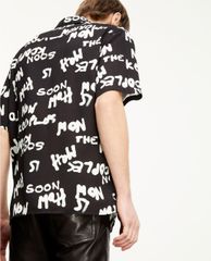 THE KOOPLES - Áo sơ mi nam tay ngắn Flowing Black And White With Logo