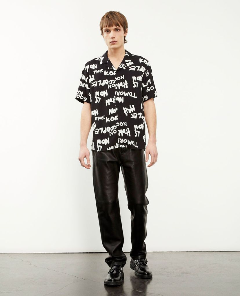 THE KOOPLES - Áo sơ mi nam tay ngắn Flowing Black And White With Logo