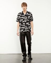 THE KOOPLES - Áo sơ mi nam tay ngắn Flowing Black And White With Logo