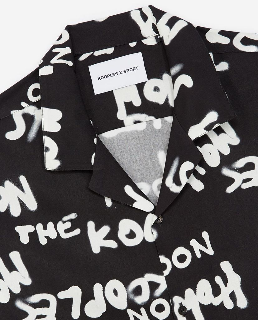 THE KOOPLES - Áo sơ mi nam tay ngắn Flowing Black And White With Logo