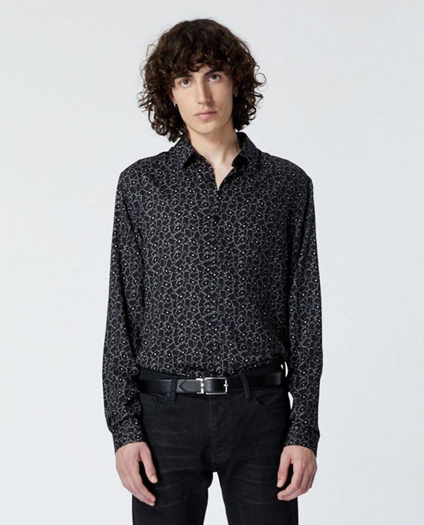 THE KOOPLES - Áo sơ mi nam tay dài phom suông Card Motif