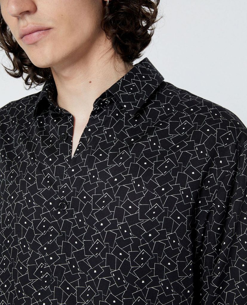 THE KOOPLES - Áo sơ mi nam tay dài phom suông Card Motif