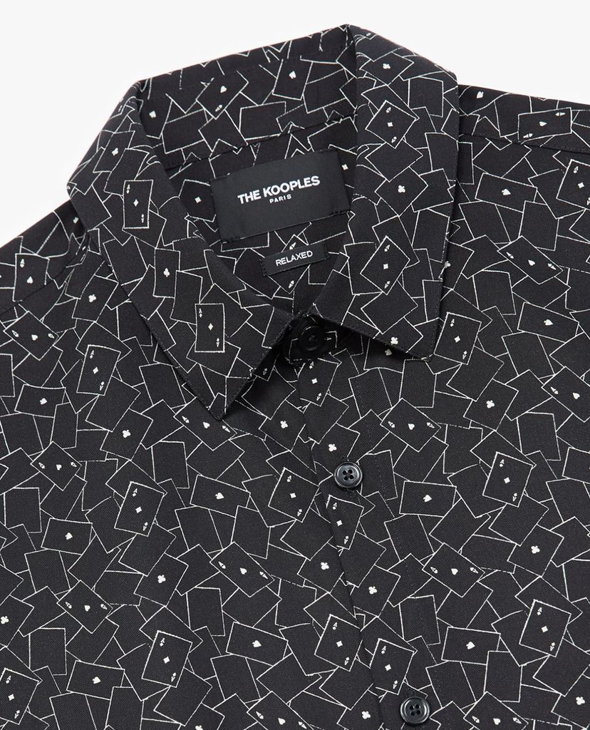 THE KOOPLES - Áo sơ mi nam tay dài phom suông Card Motif