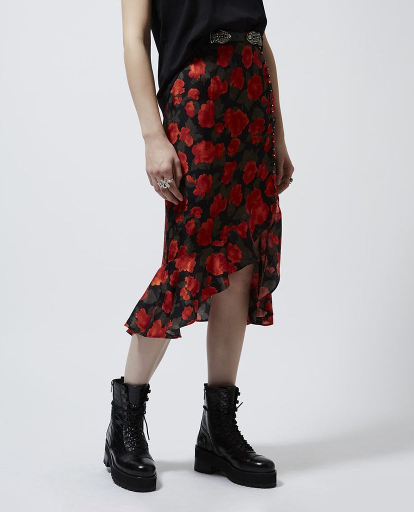 THE KOOPLES - Chân váy midi phối bèo Floral Print