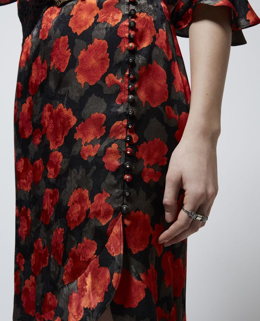THE KOOPLES - Chân váy midi phối bèo Floral Print