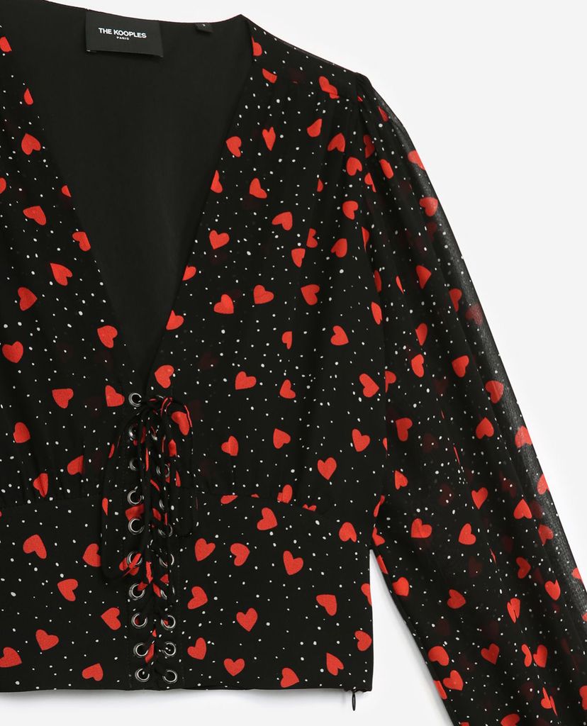 THE KOOPLES - Áo croptop nữ họa tiết trái tim