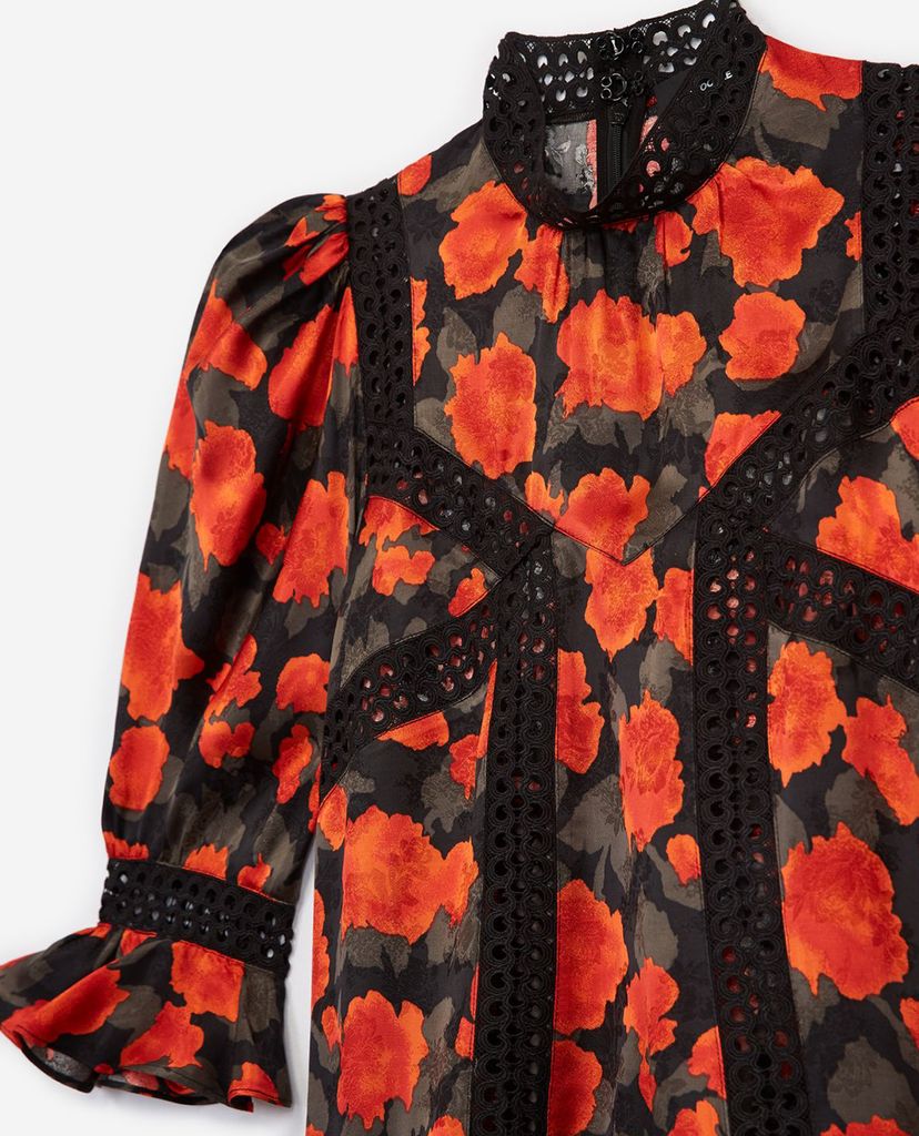 THE KOOPLES - Áo kiểu nữ tay lở cổ trụ Loose Fitting Printed
