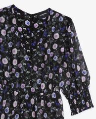 THE KOOPLES - Đầm midi cổ xẻ chữ V Buttoned Printed With Frills