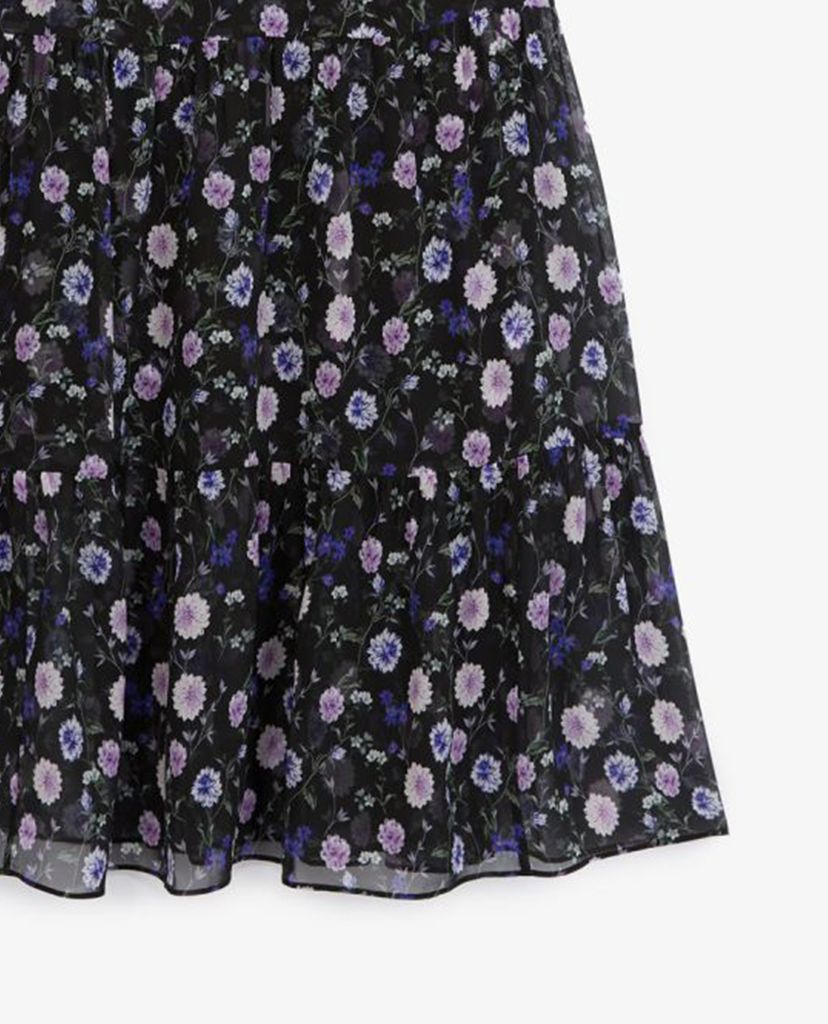 THE KOOPLES - Đầm midi cổ xẻ chữ V Buttoned Printed With Frills