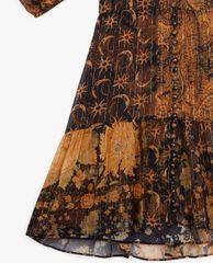 THE KOOPLES - Đầm mini cổ V tay ngắn Floral Ruffles