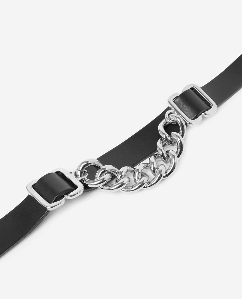 THE KOOPLES - Thắt lưng nữ bản vừa phối xích Black Leather
