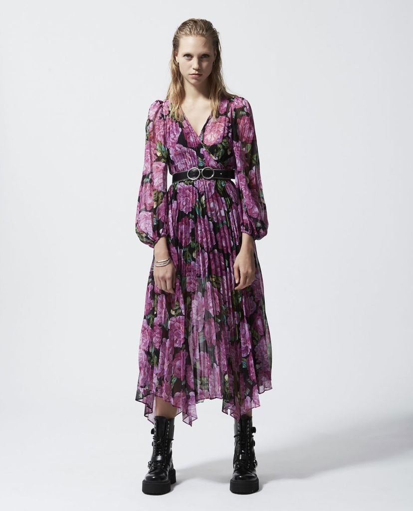 THE KOOPLES - Đầm midi họa tiết hoa Floral Pattern