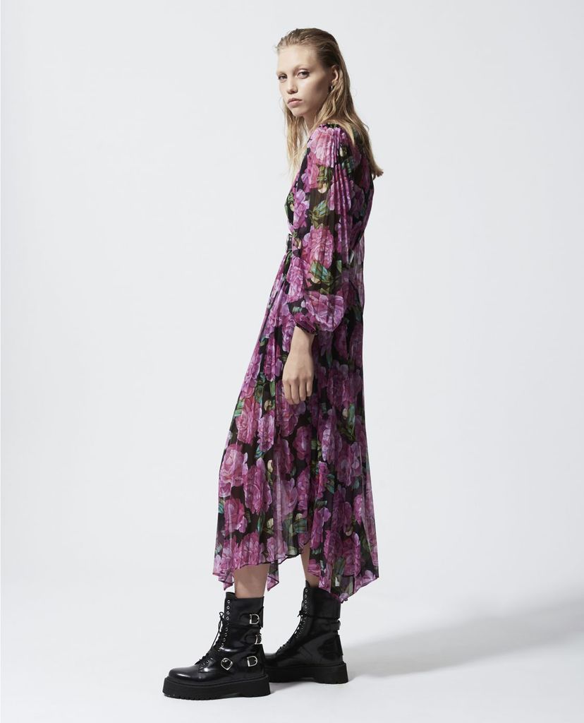 THE KOOPLES - Đầm midi họa tiết hoa Floral Pattern