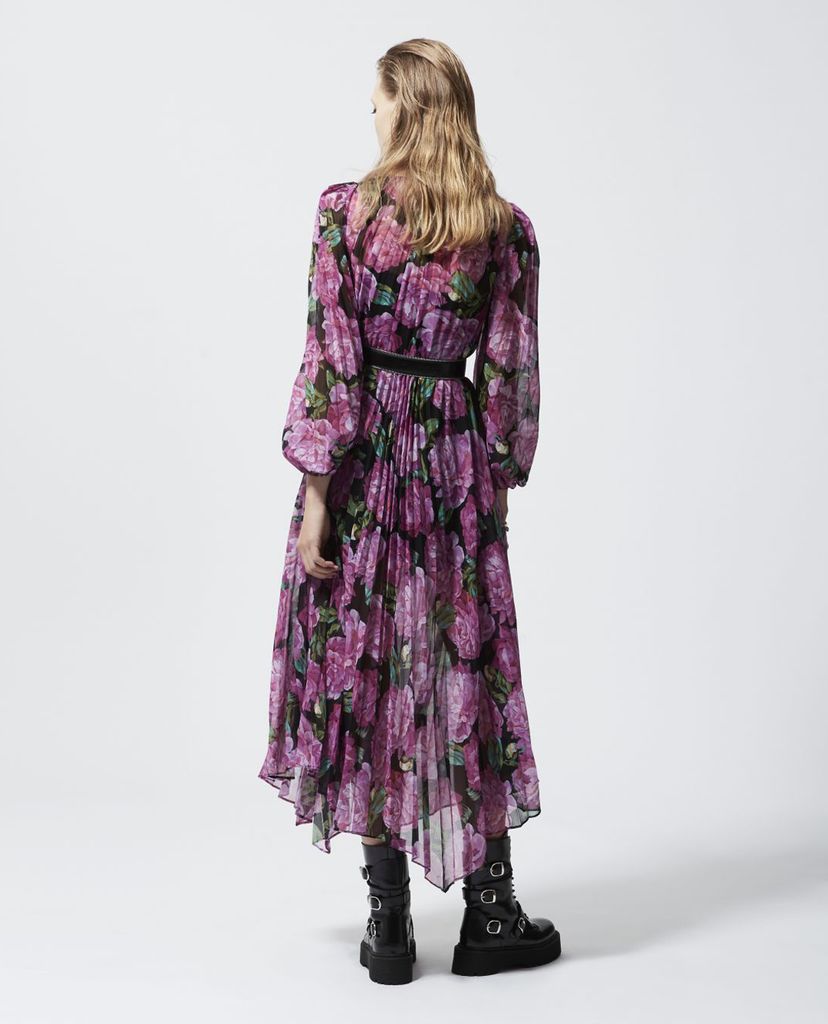 THE KOOPLES - Đầm midi họa tiết hoa Floral Pattern