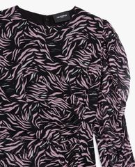 THE KOOPLES - Đầm mini cổ tròn tay dài Zebra Print