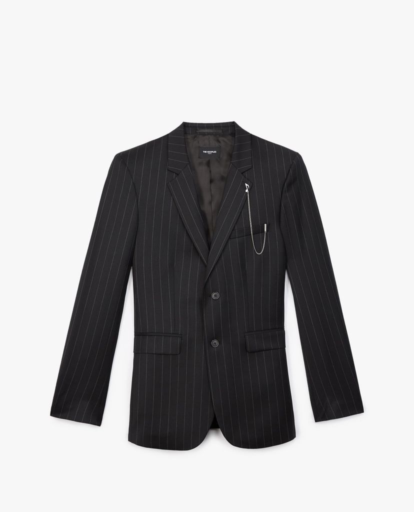 THE KOOPLES - Áo vest nam thanh lịch phối kẻ sọc Formal Black