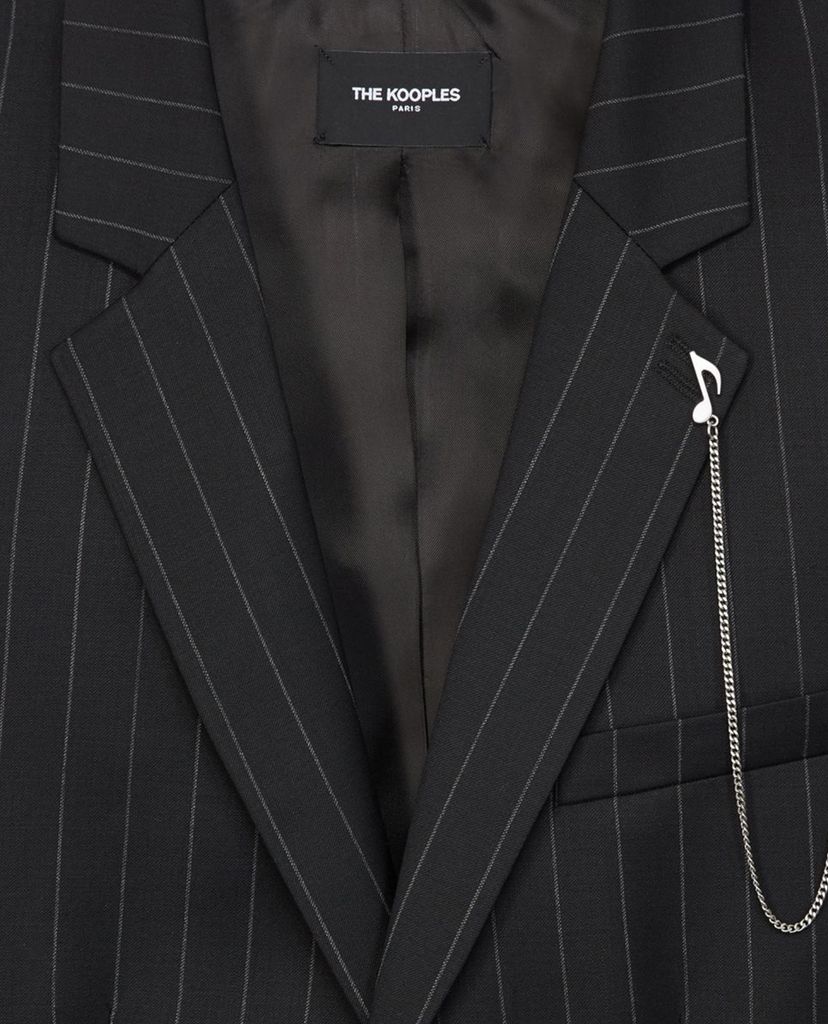 THE KOOPLES - Áo vest nam thanh lịch phối kẻ sọc Formal Black