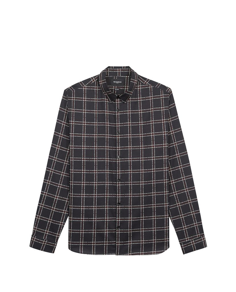 THE KOOPLES - Áo sơ mi nam tay dài ca rô Dark Black