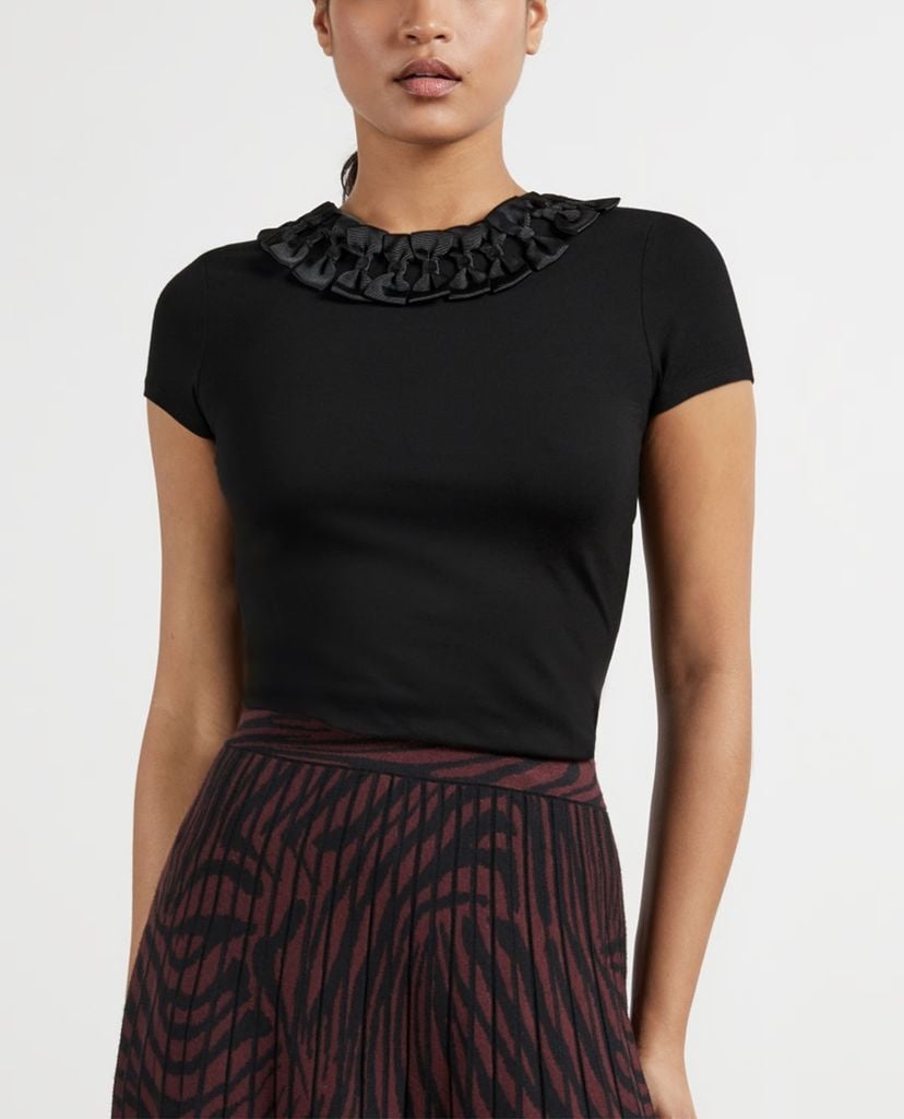 TED BAKER - Áo kiểu nữ cổ tròn viền nơ Charre