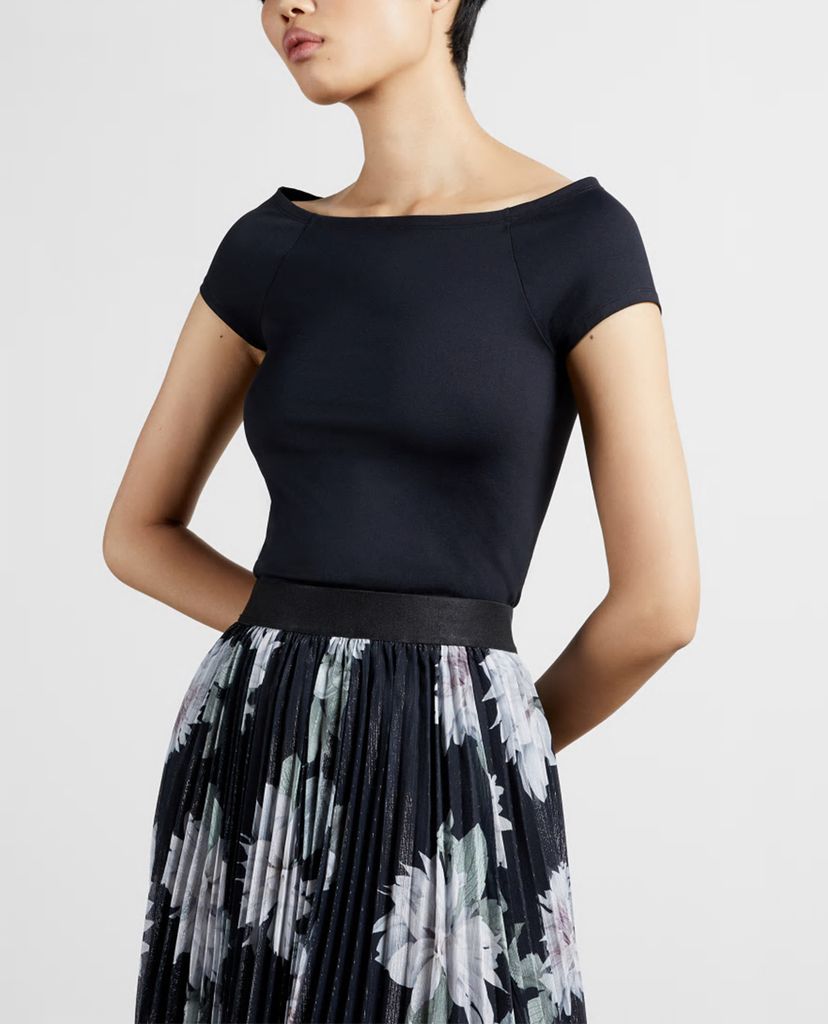 TED BAKER - Áo kiểu nữ bẹt vai phom ôm Indyaa